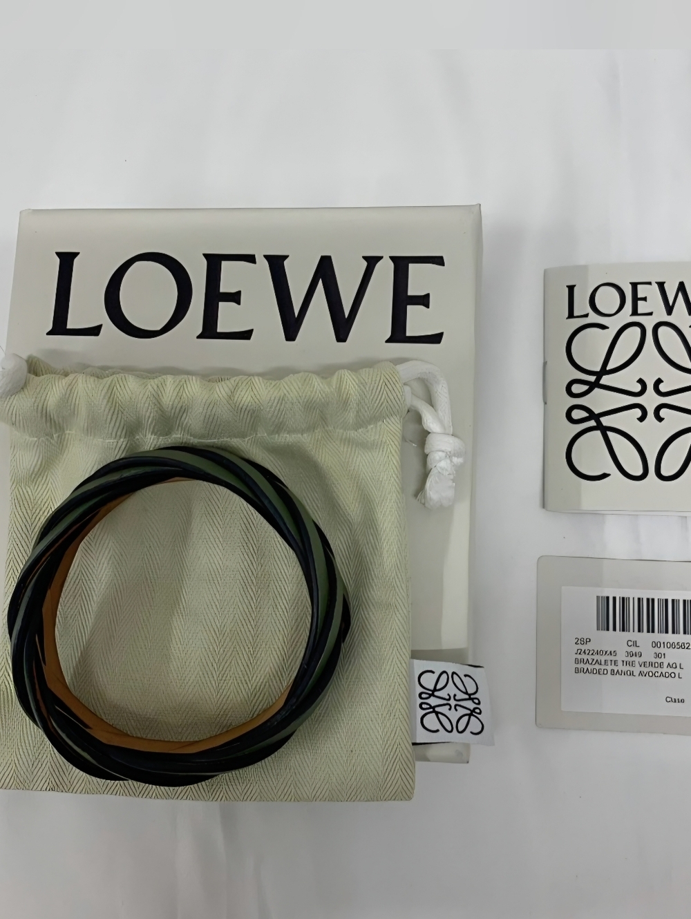 Loewe avocado green  Braided Leather Bracelet